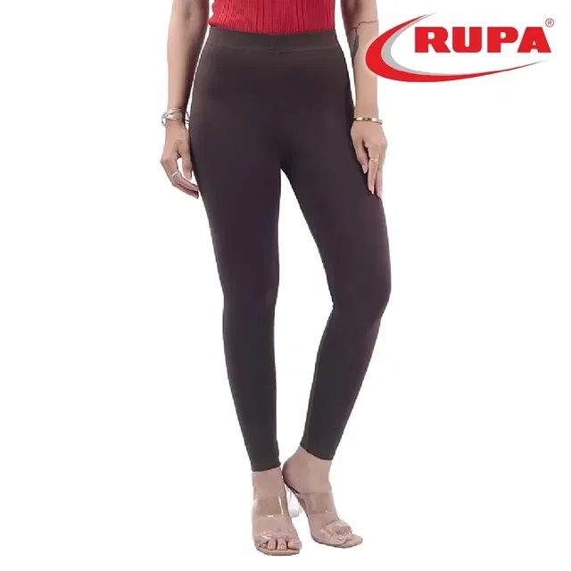 Rupa Cotton Lycra Ankle Length Legging for women (Dark Brown ) (Free Size)
