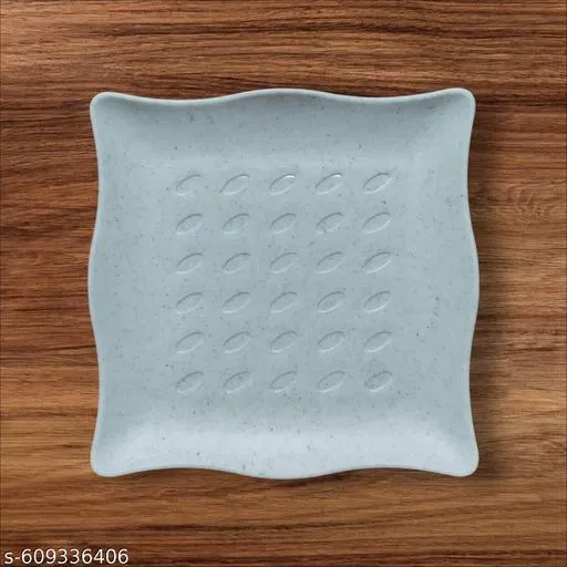 Plastic Plates for Kitchen, White, Pack of 6