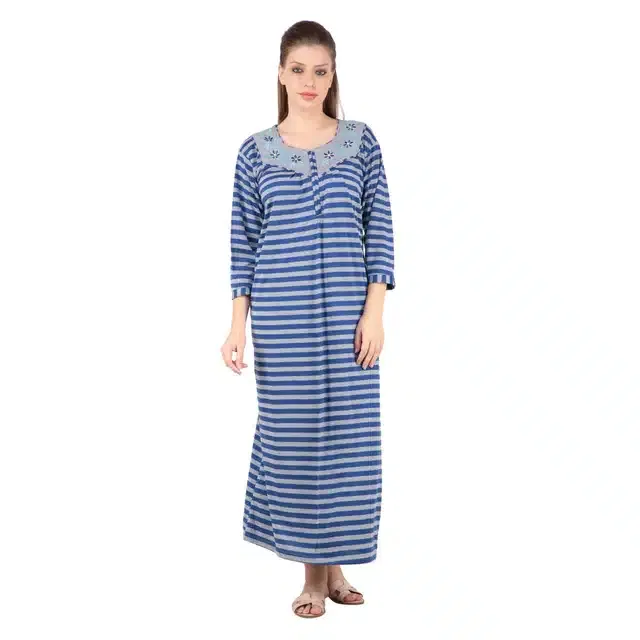 Woolen Hosiery Nighty for Women (Teal, Free Size)