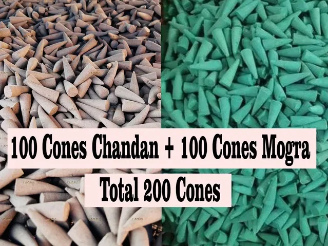 Chandan 100 Pcs & Mogra 100 Pcs Incense Cones (Set of 2)