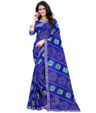 Georgette Bandhini Saree for Women (Blue)