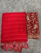 Georgette Solid Saree for Women, Pink 