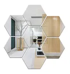 Mirror Sticker Silver Hexagon for Home/Office 7pcs 12x10cm