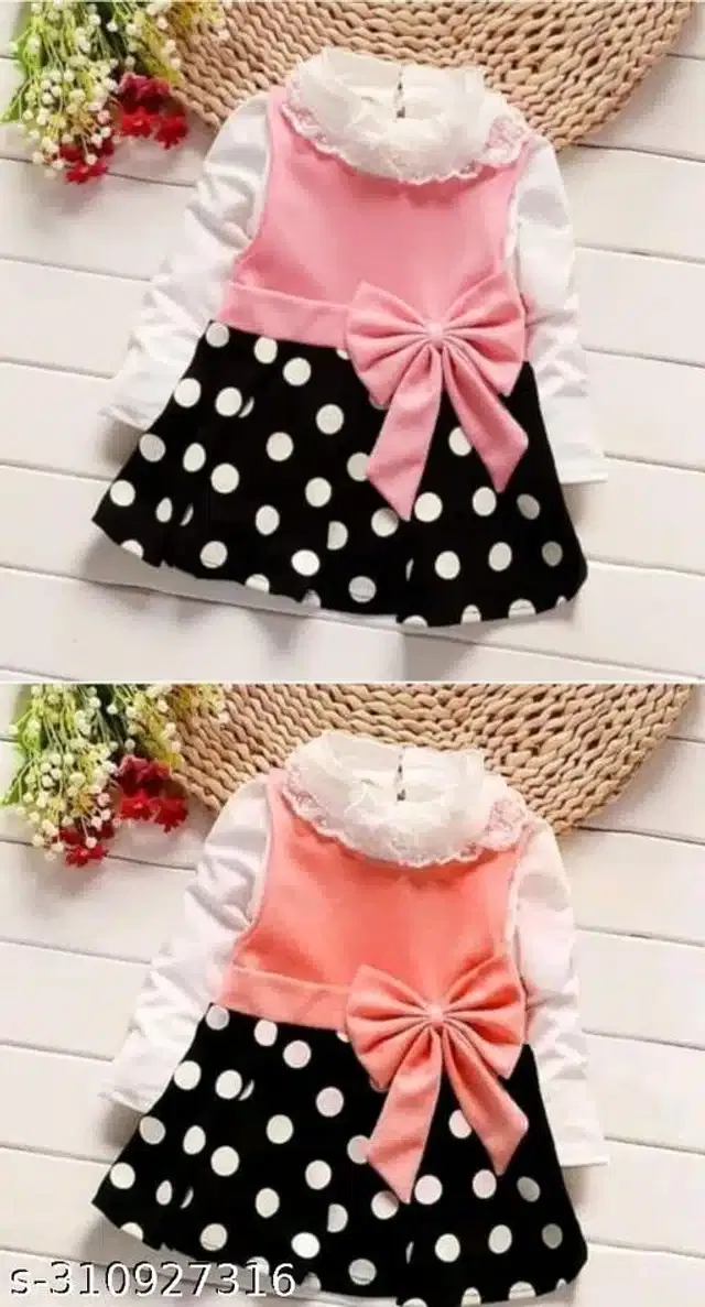 Crepe Full Sleeves Dress for Girls (Multicolor, 12-18 Months) (Set of 2)