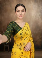 Art Silk Printed Saree for Women, Yellow 
