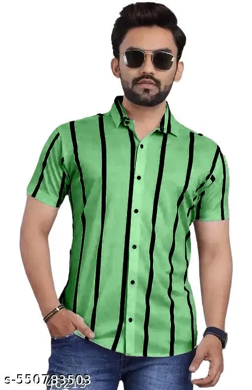 Lyrca Printed Shirt for Men (Mint Green, M)