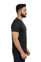 Polyester Printed T-Shirt for Men, Black 