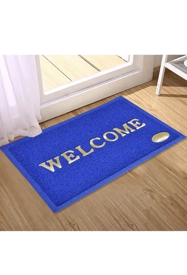 PVC Anti Skid Welcome Door Mat [38x58 cm] Blue