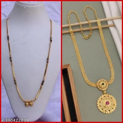 Alloy Mangalsutra with Necklace for Women (Multicolor, Set of 2)