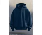 Fleece Solid Hoodie for Men (Navy Blue, S)