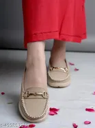 Solid Synthetic Loafers for Women 