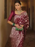 Banarasi Purple Art Silk Printed Saree for Women