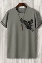 Round Neck Printed T-Shirt for Men, Combo Pack of 2, Grey, XXL