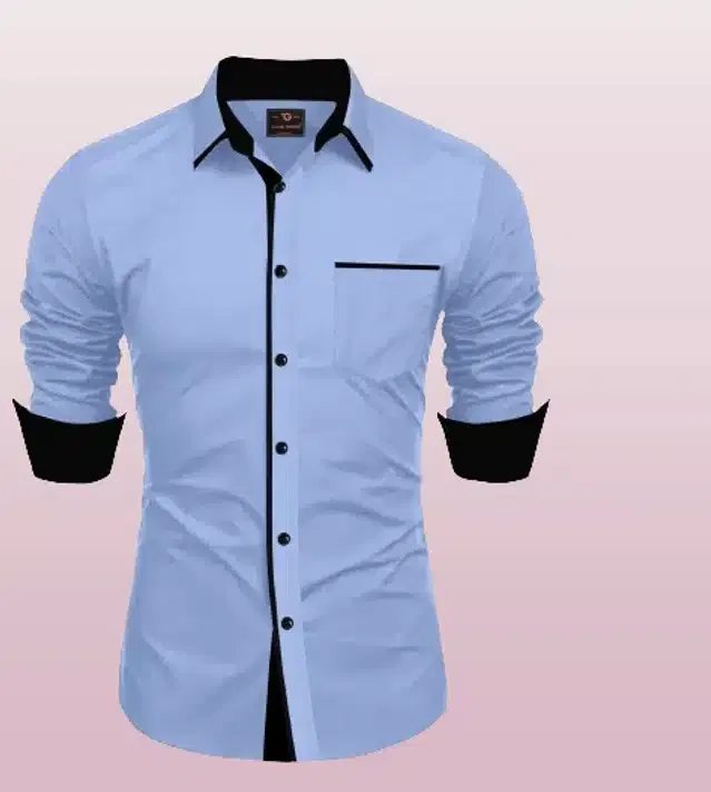 Full Sleeves Shirt for Men (Sky Blue, XL)