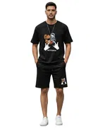 Polyester Printed Co-Ord Set for Men, Black 
