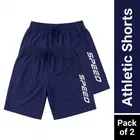 Polycotton Athletic Shorts for Men, Combo Pack of 2, Blue, M