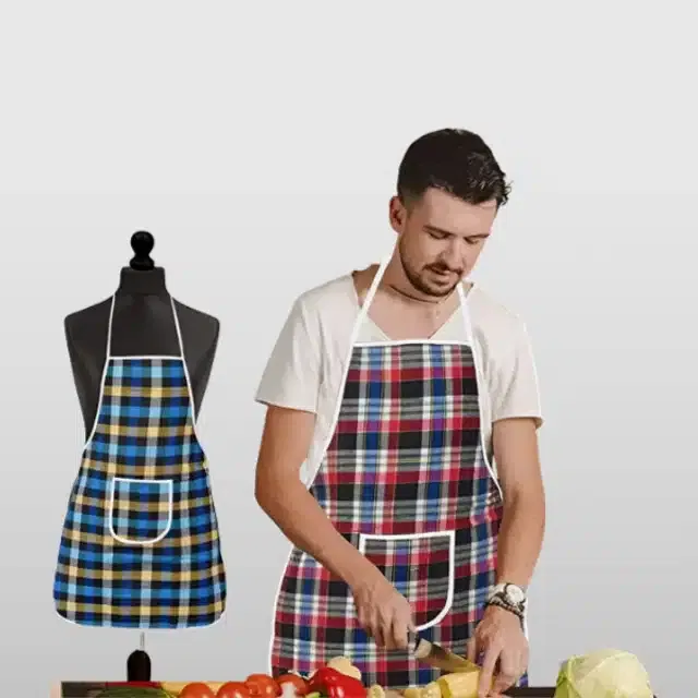Cotton Kitchen Aprons (Multicolor, Pack of 2)