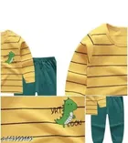 Hosiery Cotton Printed Clothing Set for Kids, Yellow 