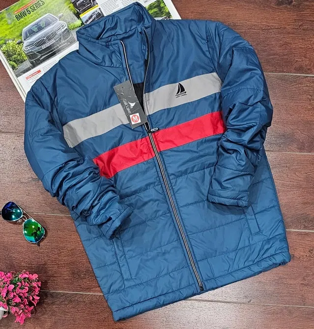 Polyester Colorblocked Jacket for Men (Blue, XL)