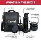 Mumma's Life Busy Bee Stainless Steel Lunch Box, Black