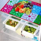 KANUSHI Industries® 1 Pc Fridge Covers / Refrigerator Cover + 1 Pc Microwave/Oven Cover Top + 3 Fridge Mats 