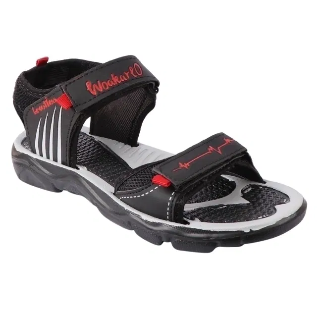 Sandals for Men (Black & Red, 6)