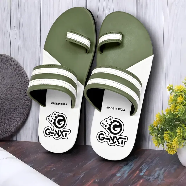 Flipflops for Men (Green & White, 7)
