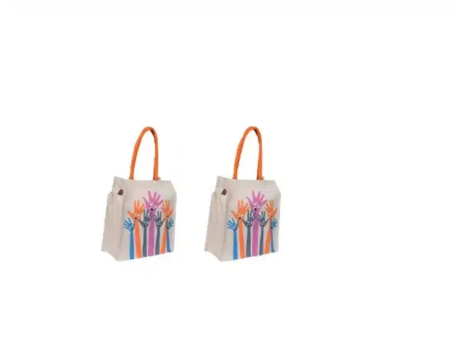 Jute Vegetable Shopping Bag (White, Pack of 2)