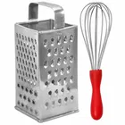 Oc9 स्टेनलेस स्टील 4 in 1 स्लाइसर एंड ग्रेटर & एग व्हिस्क फॉर किचन टूल सेट 