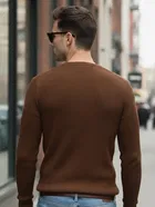 Polyester Solid T-Shirt for Men, Brown 