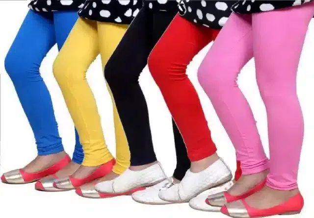 Solid Leggings Combo for Girls (Pack of 5) (Multicolor, 9-10 Years)