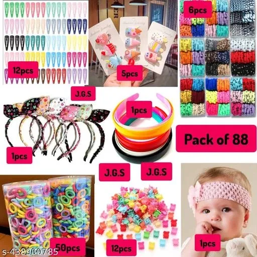 Set of 88 pcs Hair Accessories Combo for Women (Light Pink)