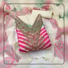 Chanderi Cotton Embroidered Unstitched Suit Fabric, White