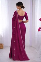 Bollywood Satin Embroidered Saree for Women 