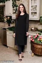 Georgette kurti for Women,  Black  