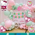 Hello Kitty Theme 6th Happy Birthday Decoration Items For Girls , Multicolor, Pack of 110