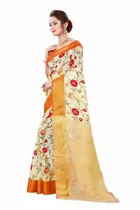 SVB कॉटन लिनन साड़ी फॉर विमेंस 