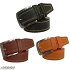 Casual Wear PU Belts for Men, Multicolour, Pack of 3