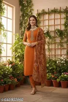 Embellished Cotton Kurta Set for Women 