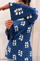 Rayon Printed Short Kurti for Women, Blue 