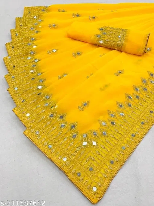 Beautiful Saree for Women (Yellow)