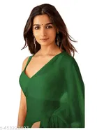 Plain Pure Georgette Alia Bhatt Saree for Women 