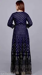 Rayon Gown for Women, Navy Blue 