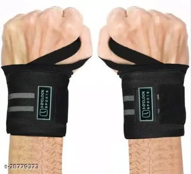 Wrist Support Bands (Black & Grey, Free Size) (Set of 1)