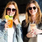 Afast Ribbed Glassware with Bamboo Lids and Straws 300 ml- Stackable Iced Coffee Cups, Vintage Drinking Glasses, Glass Tumbler for Soda, Juice,, Coffee, Milk, Water 