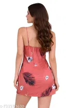 Satin Soft & Attractive Nightdress for Women & Girls , Orange 
