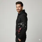 Fleece Printed Hoodie for Men, Black 
