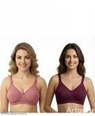 Hosiery Solid Bras for Women, Wine & Pink, Pack of 2 