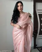 Peach Jimmyy Chooo Ready-to-Wear Draped Saree for Women 