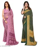 Designer Printed Georgette Saree for Women, Pack of 2 